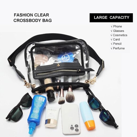 Clear Crossbody Bag Womens Stadium Approved Transparent Purse for Concerts - Picture 5 of 8